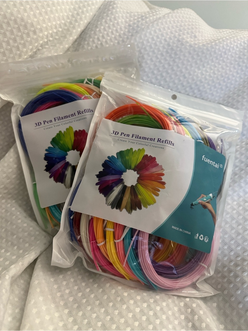 Fuentai 3D Pen Filament Refills 20 Colors 1.75mm 5 Meters Each 2-Pack Lot Sealed